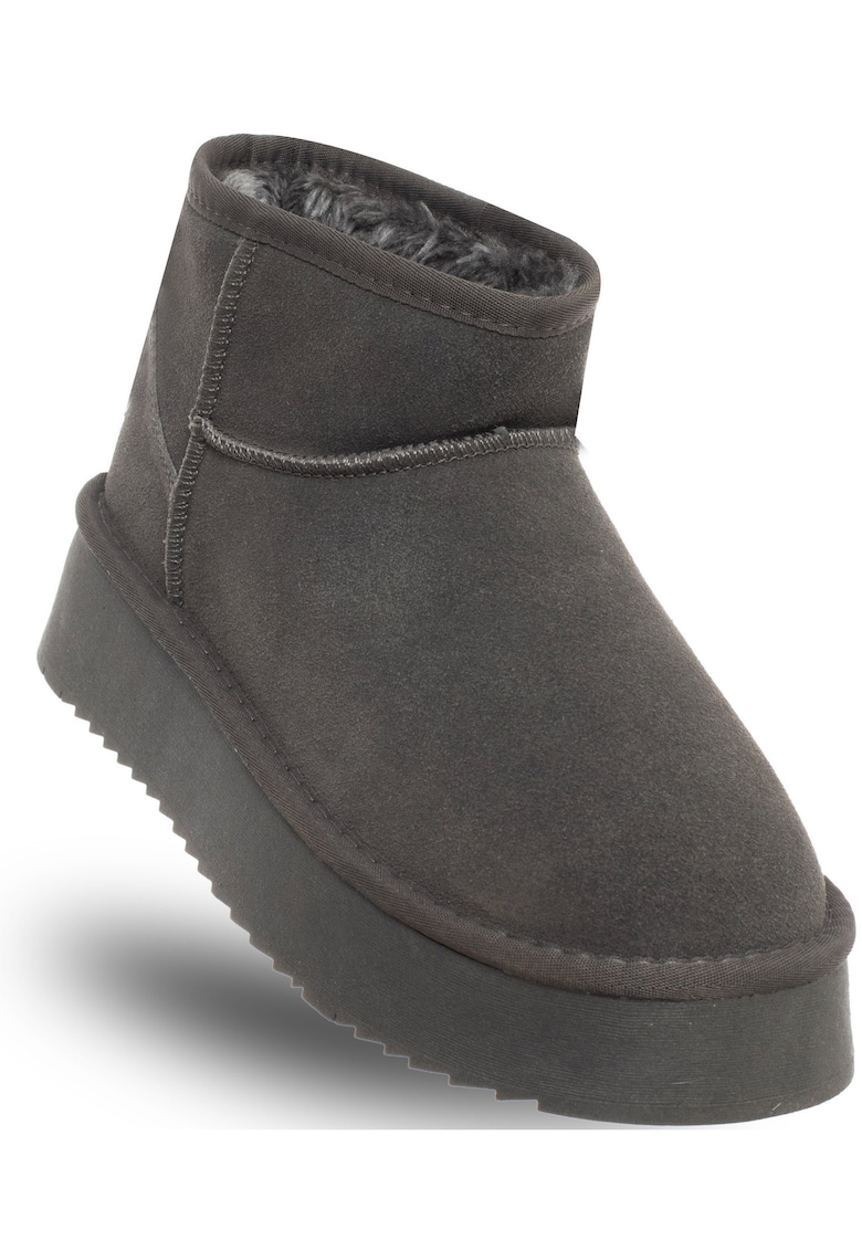 Ghete dama - HUGH PLATFORM SHARK - gri - piele naturala - material textil