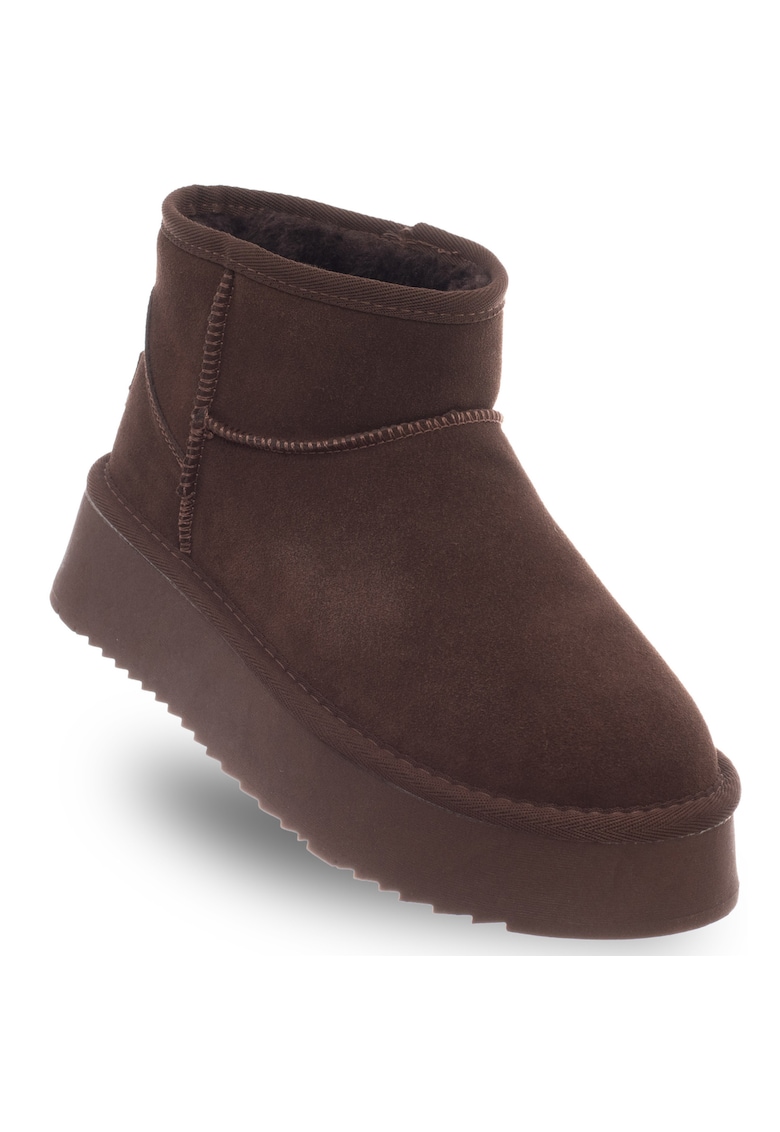 Cizme dama - platforma - culoare ciocolatie - piele