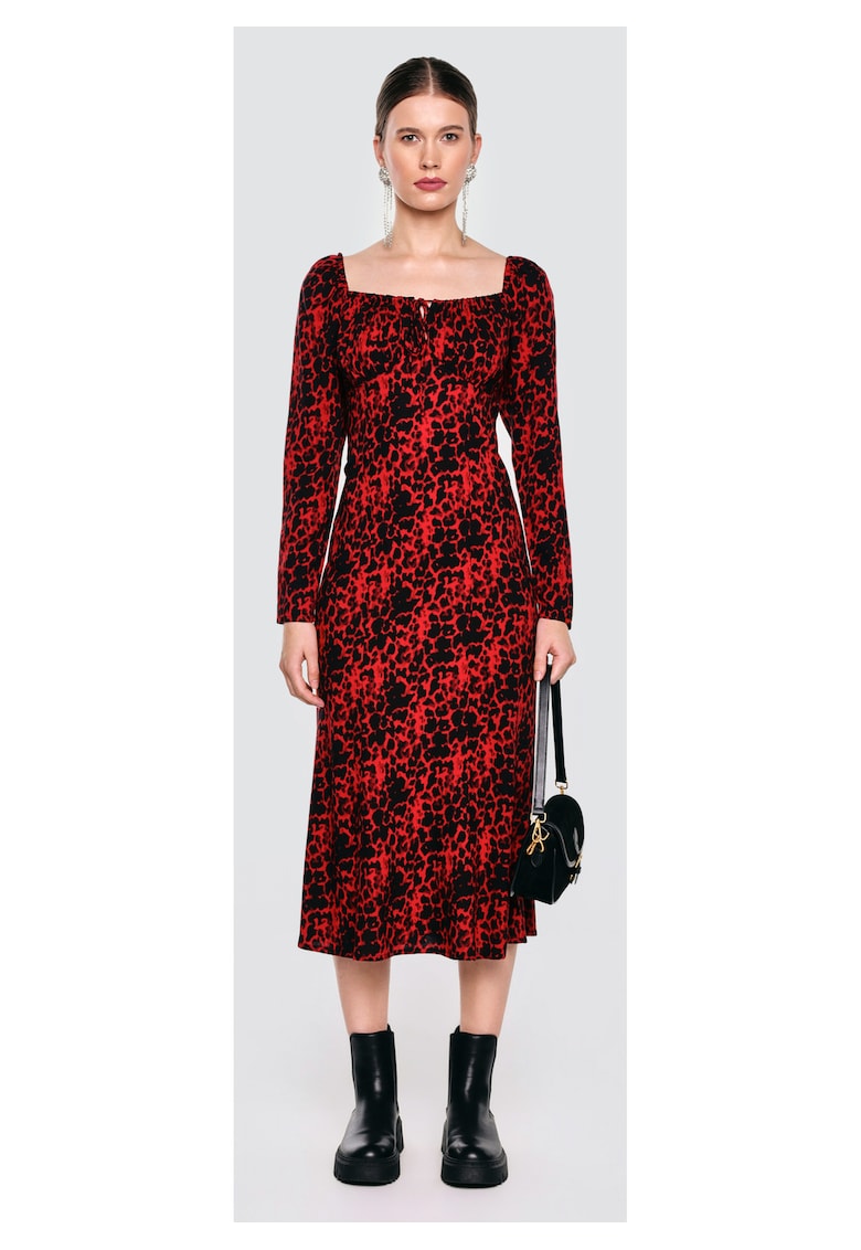 Rochie midi cu decolteu patrat Kiara