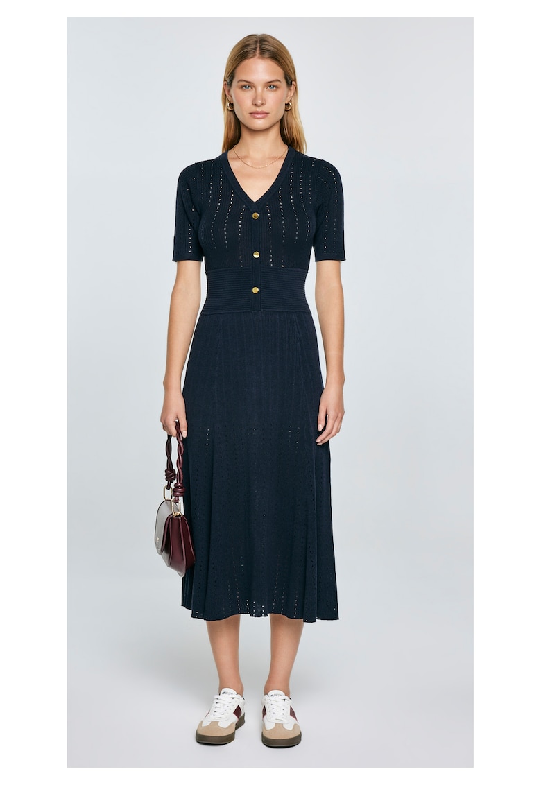 Rochie midi cu aspert perforat Adalina