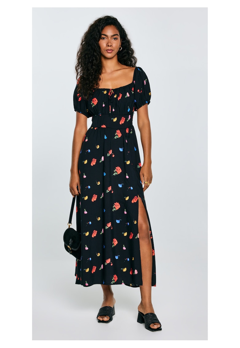 Rochie cu maneci bufante si imprimeu floral Roksi
