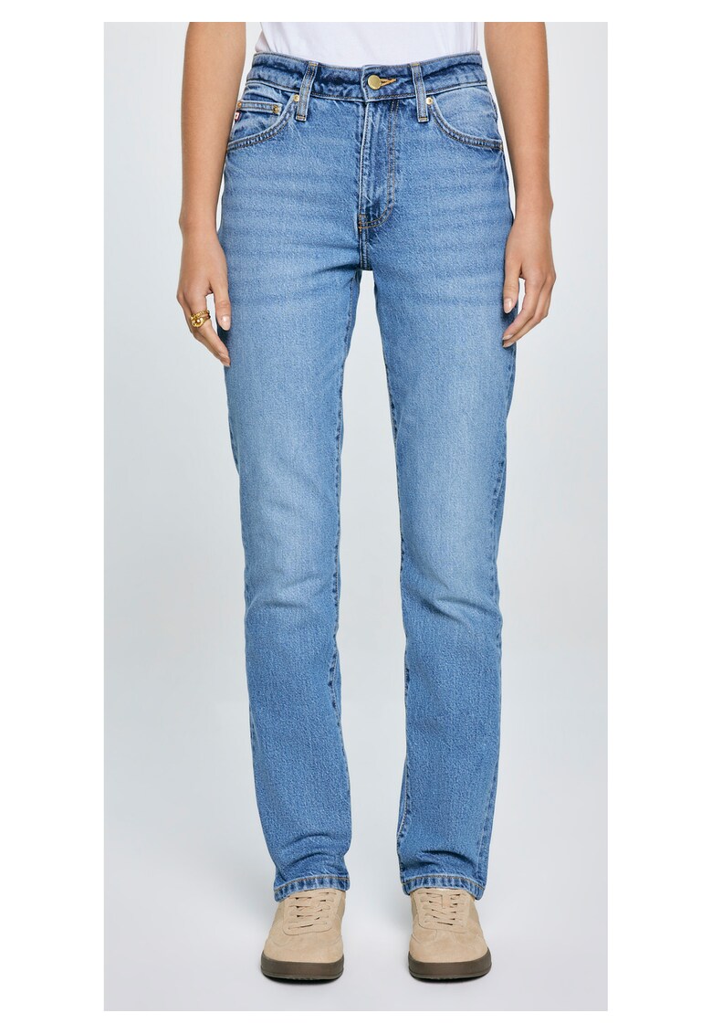 Blugi cu talie inalta regular fit - Albastru