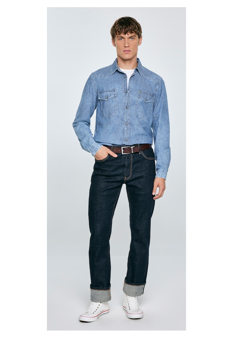 Camasa din denim cu buzunare cu clapa pe piept
