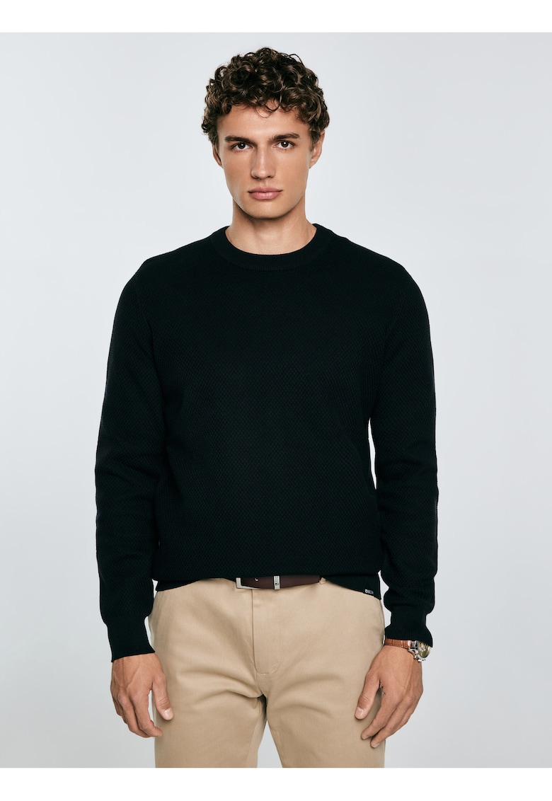 Pulover cu tesatura texturata din bumbac