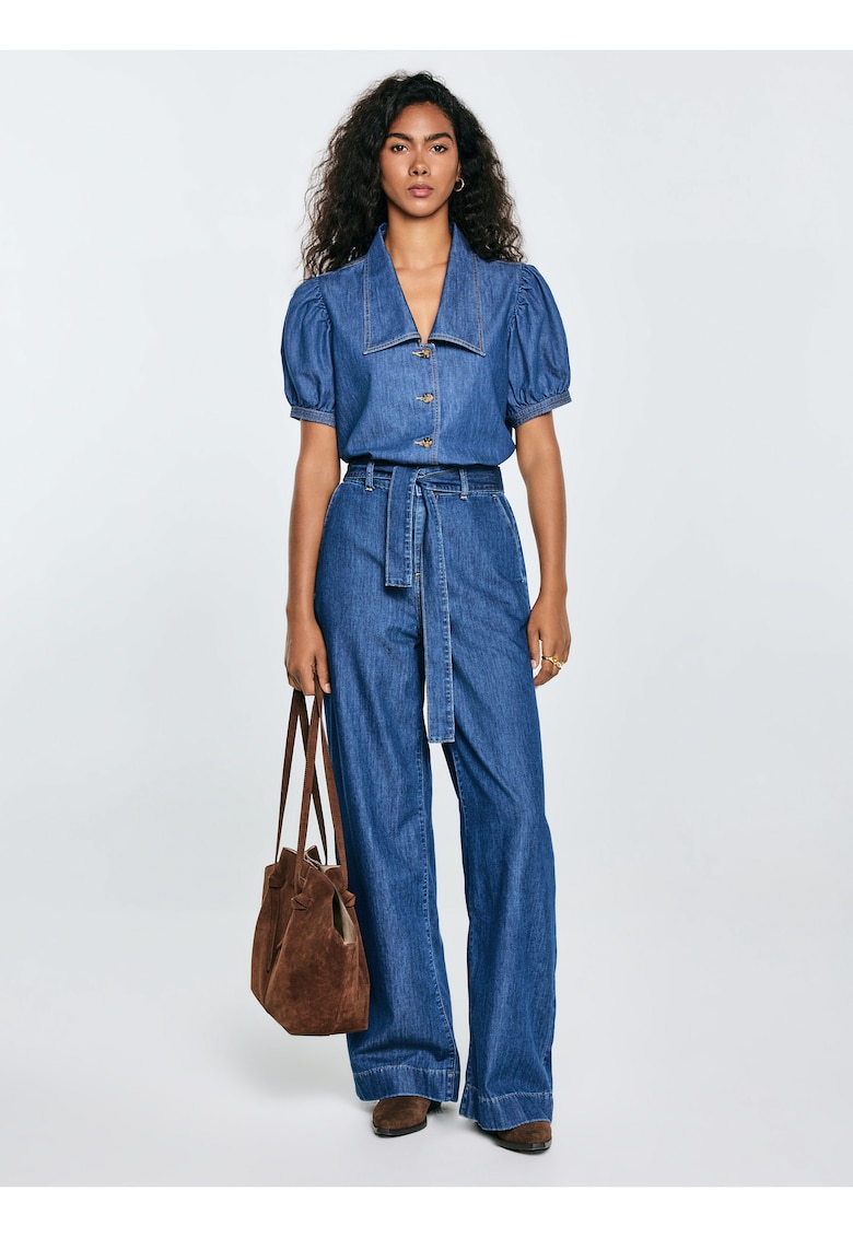 Camasa lejera din denim cu maneci bufante