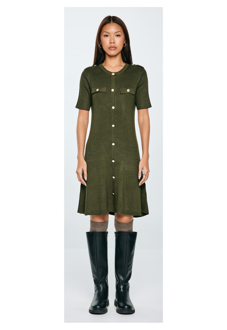 Rochie midi cu nasturi decorativi Dilara