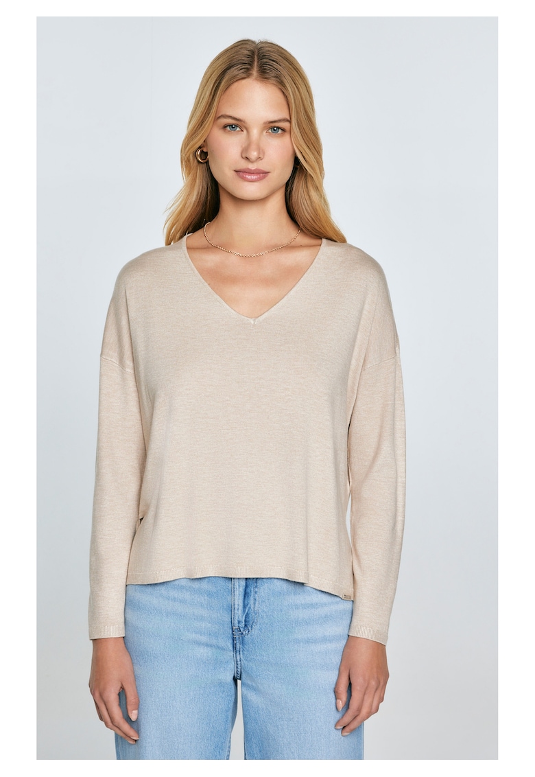 Pulover lejer cu decolteu in v 00