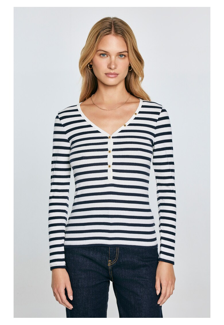 Bluza henley cu decolteu in V Mella