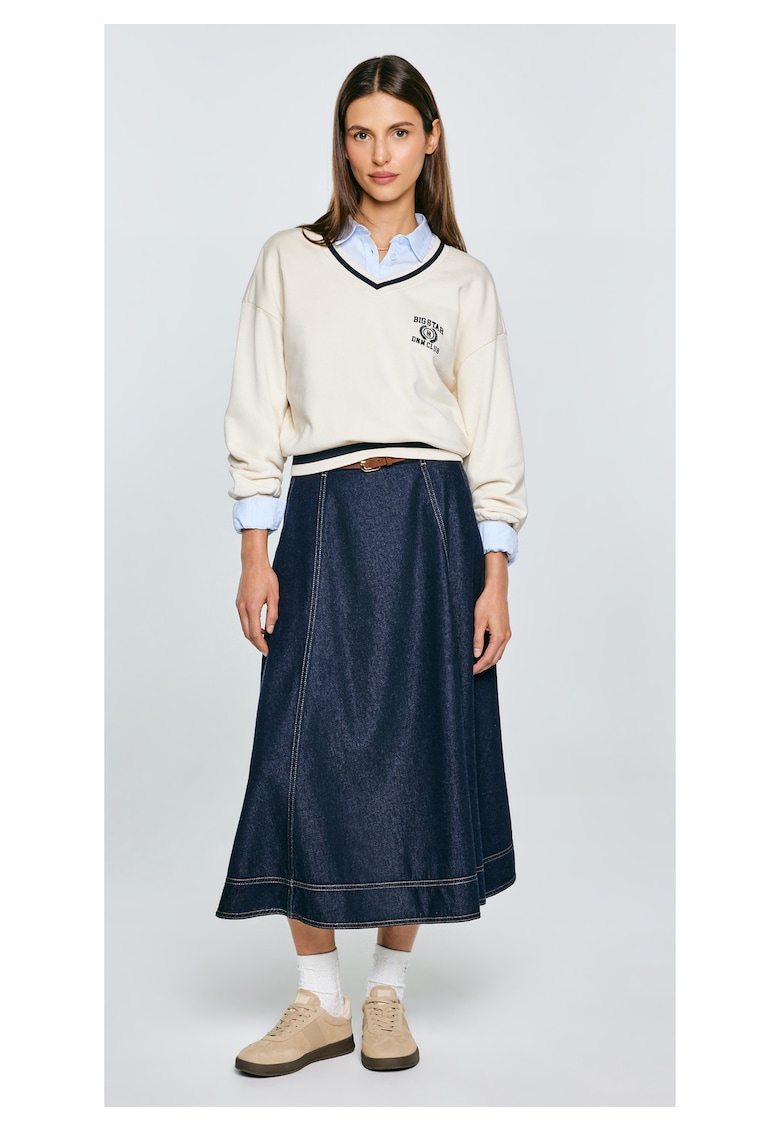 Fusta midi evazata din denim Scarlet 652