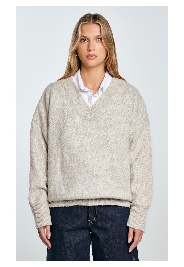 Pulover oversize cu decolteu in V Violina 801