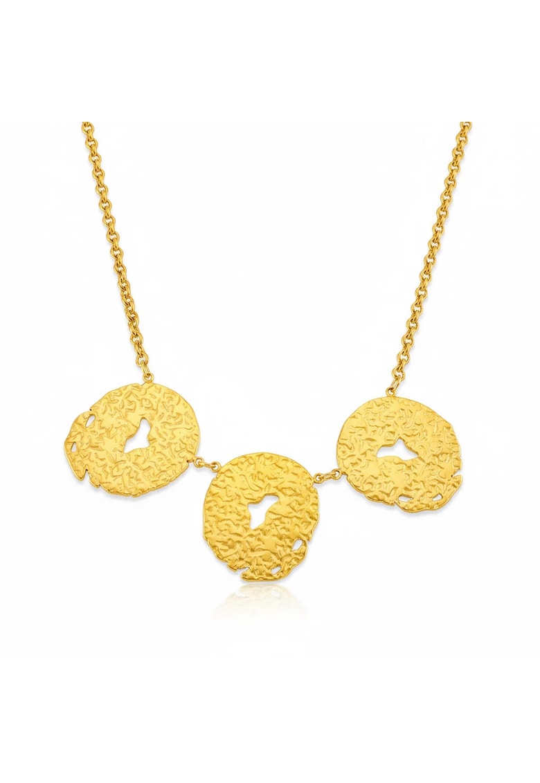 Colier auriu - din otel inoxidabil - suflat cu aur 18k - cu piese ovale - texturate - Roselina C5