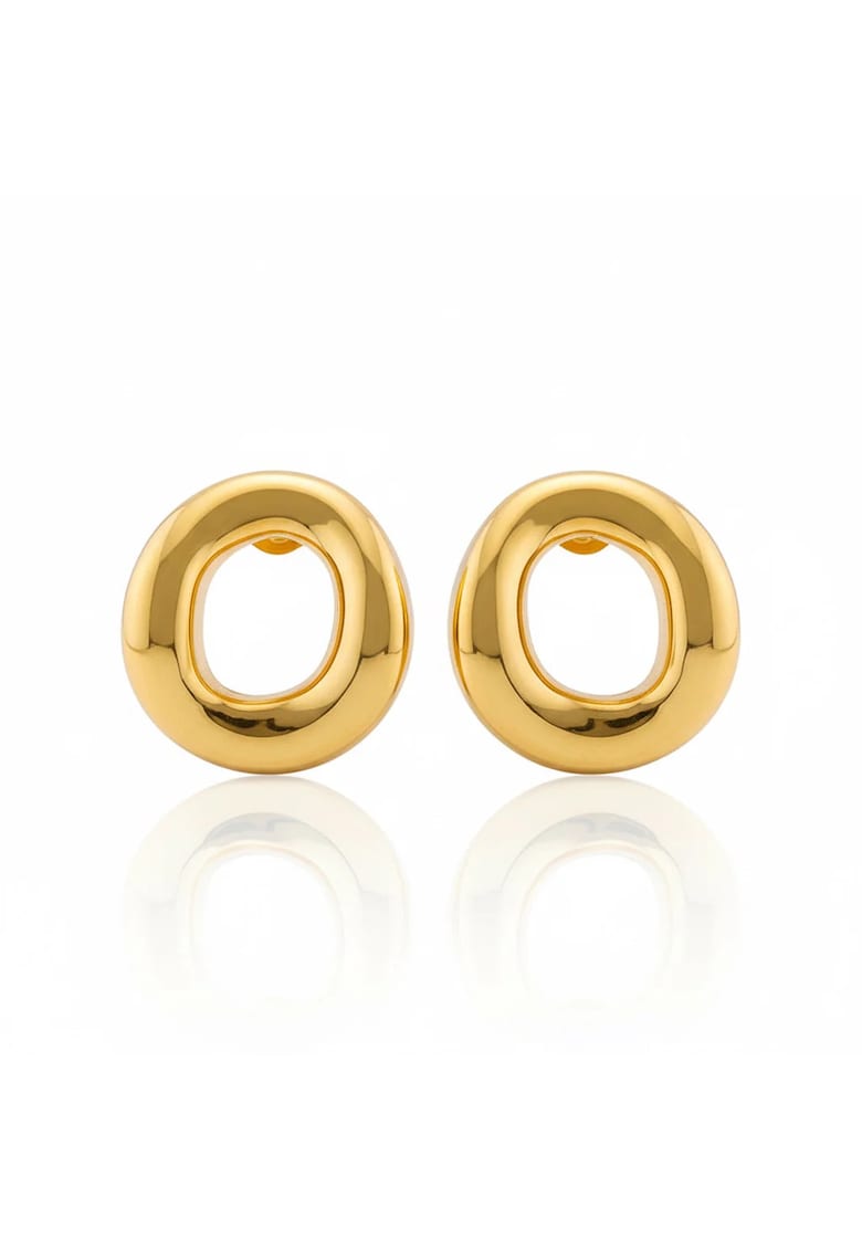 Cercei aurii - forma ondulata - inox suflat cu aur 18k - 3x2