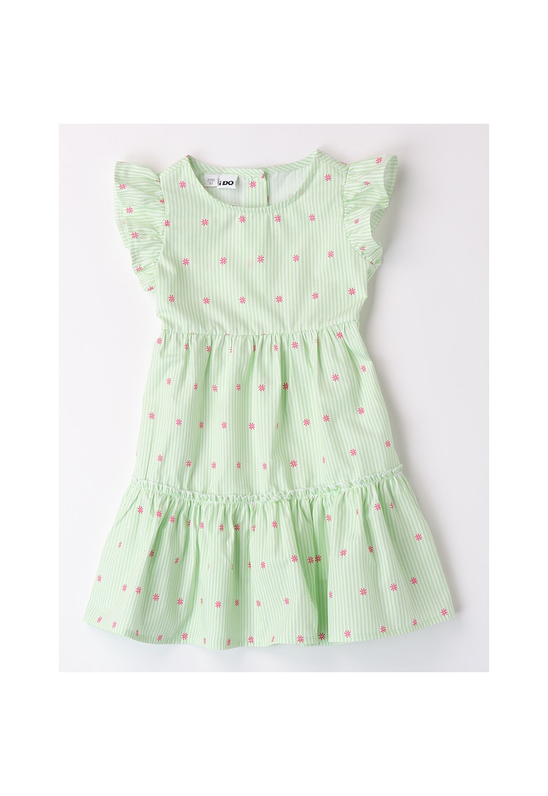 Rochie lejera cu imprimeu floral pentru fete - Alb - Rosu - Alb/Verde