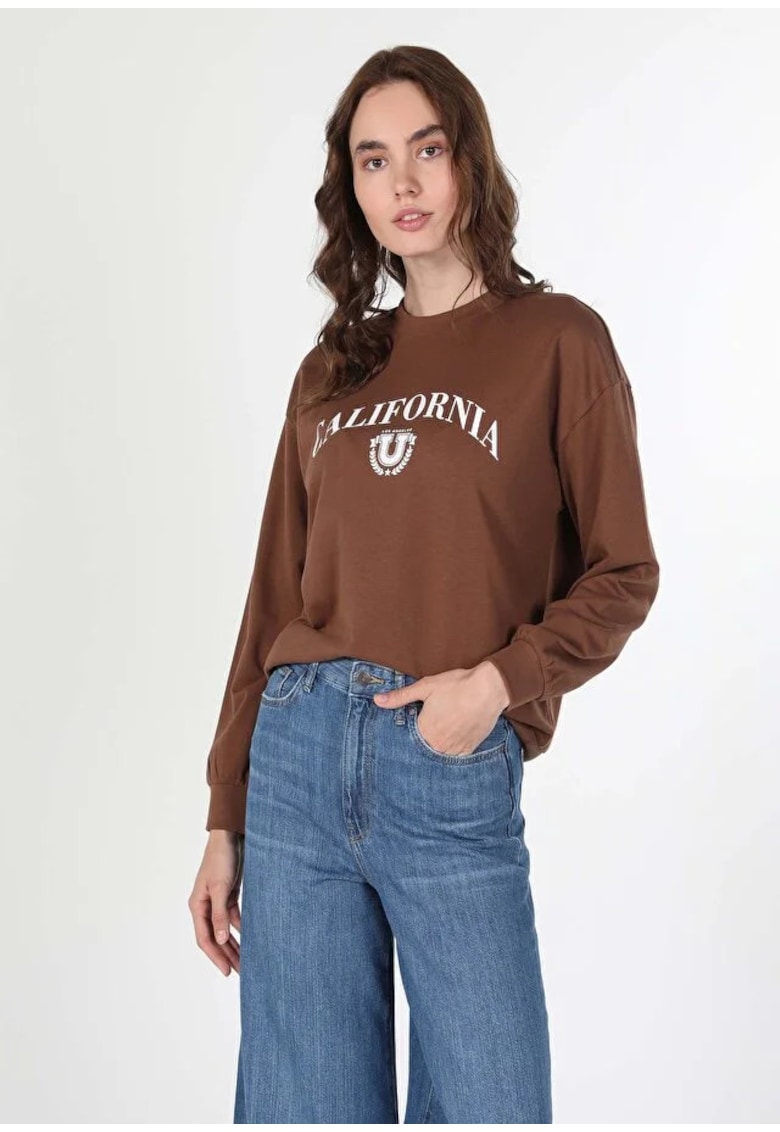 Bluza sport cu text si maneci cazute