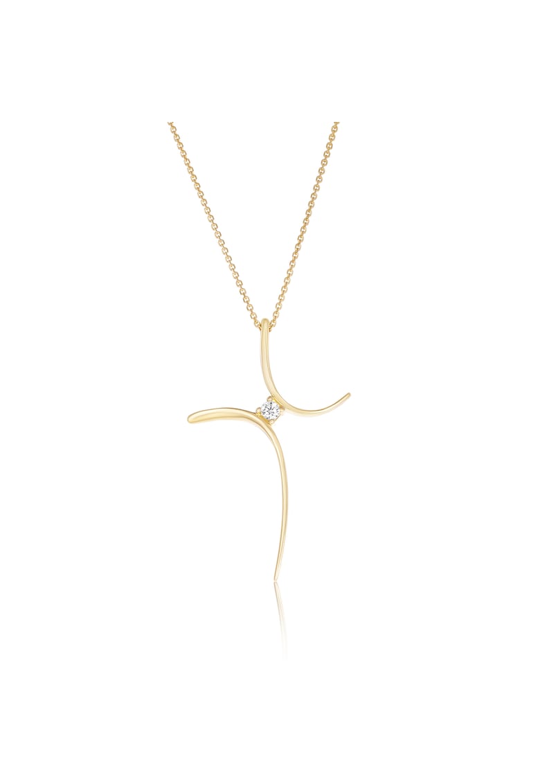 Colier din Aur Galben de 14K cu Cruce si Zirconia -