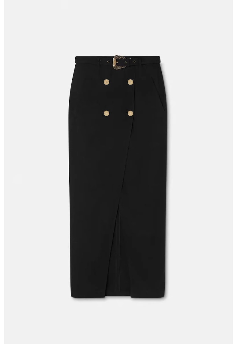 Fusta lunga cu nasturi frontali si curea