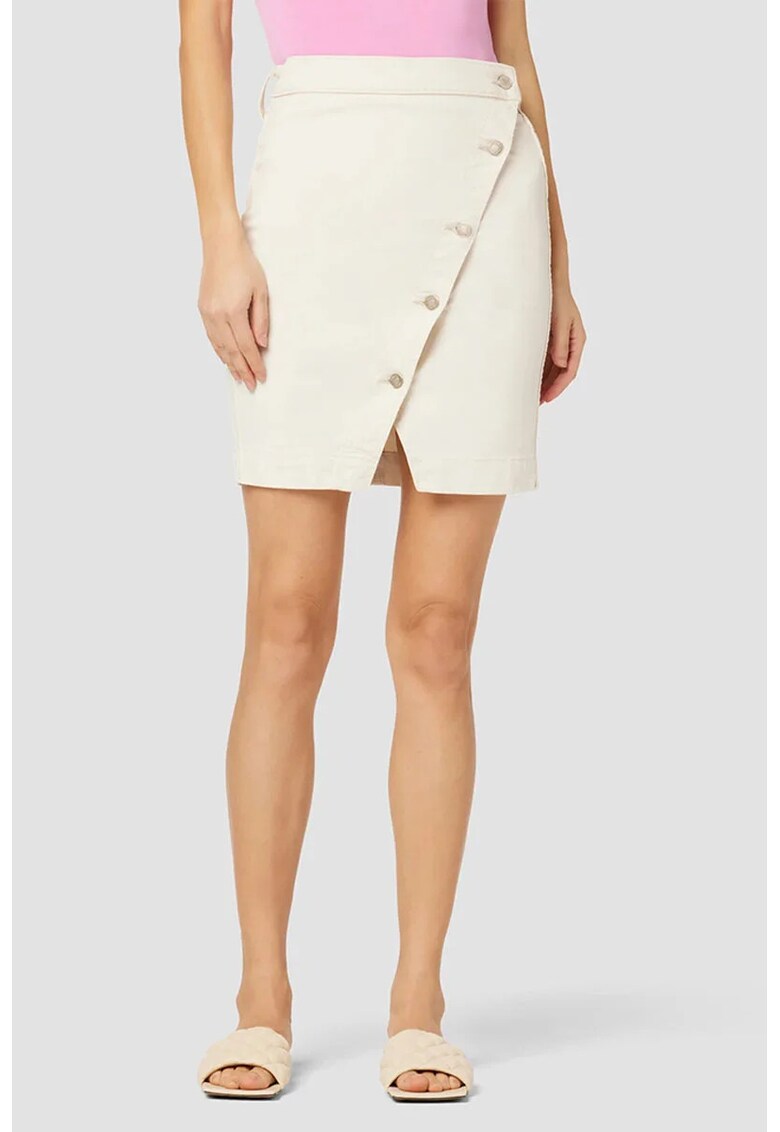 Fustă tip creion - asimetrică cu prindere nasturi în față