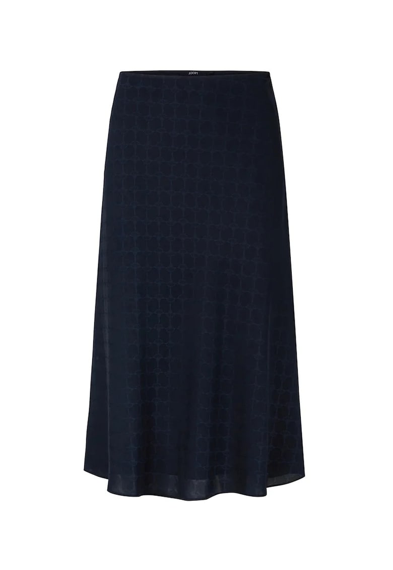 Fusta midi cu imprimeu logo si inchidere prin fermoar lateral