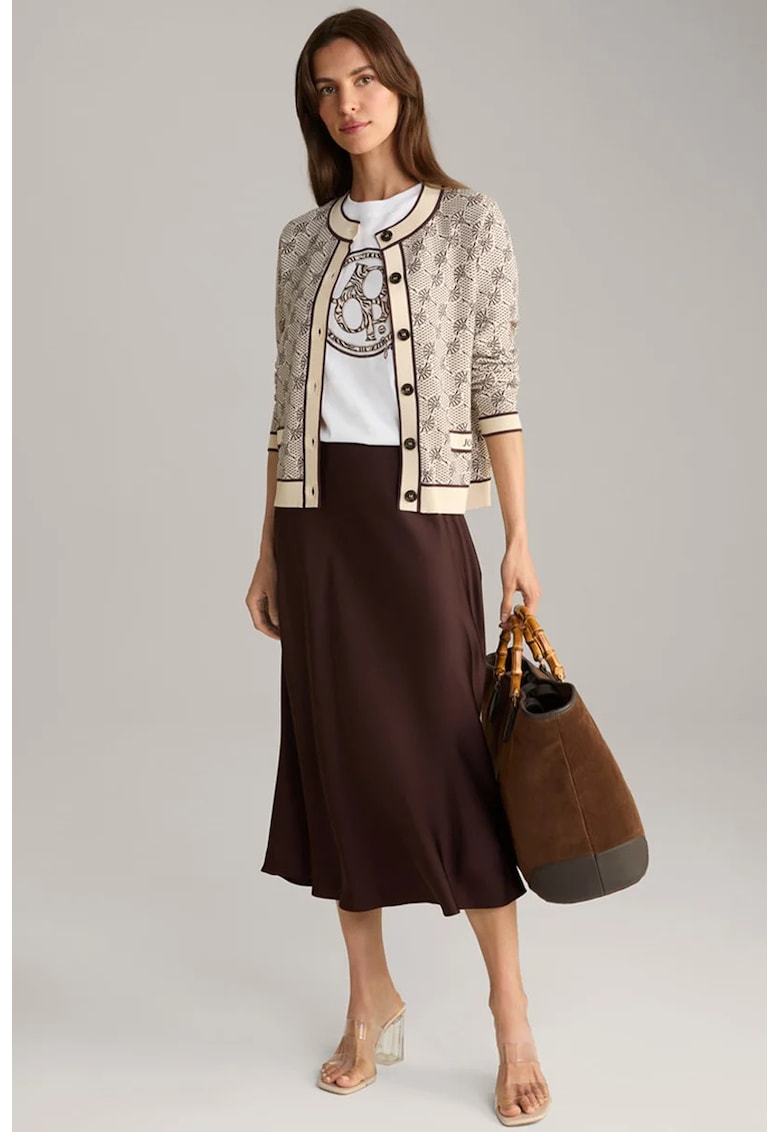 Fusta midi satinata cu fermoar lateral