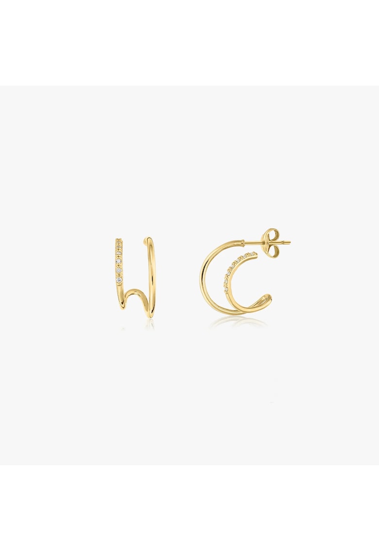 Cercei din aur Double Hoops