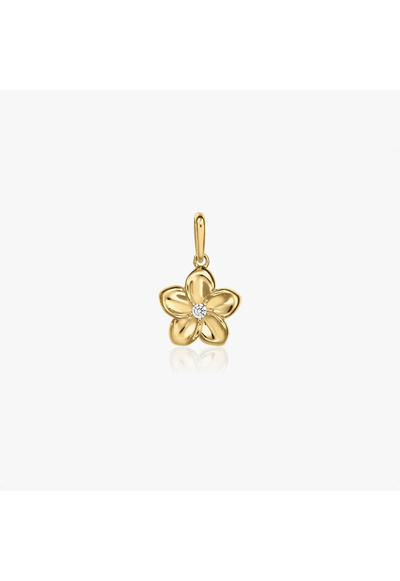 Pandantiv din aur galben Plumeria – Zirconiu