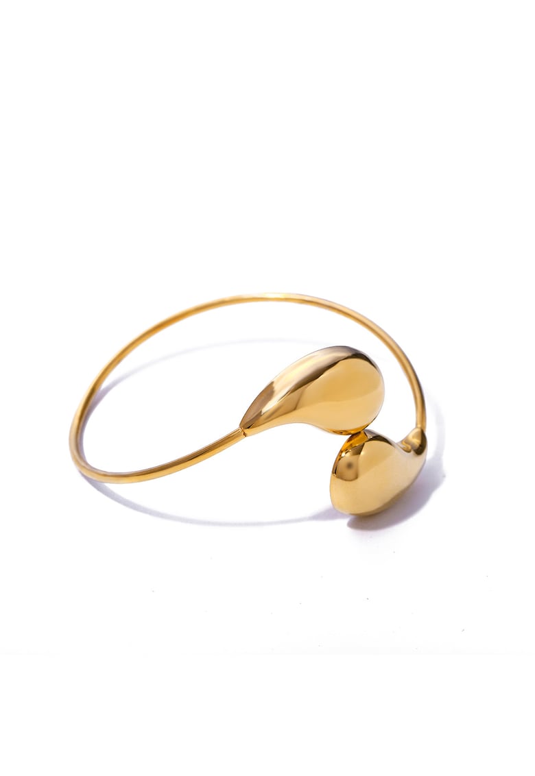 Bratara reglabila din otel inoxidabil placata cu aur galben 18K - design minimalist - diametru 6.23 cm