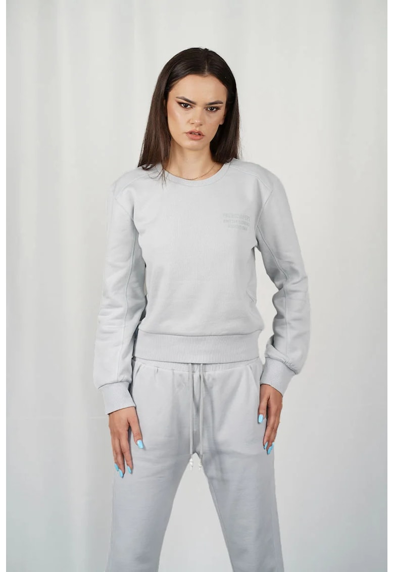 Hanorac sport crop cu imprimeu frontal cu mesaj