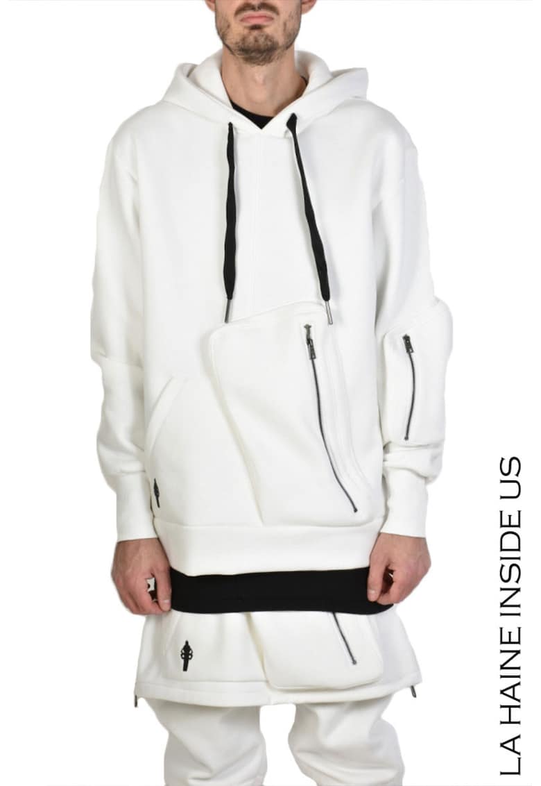 Hanorac supradimensionat cu buzunare mari aplicate