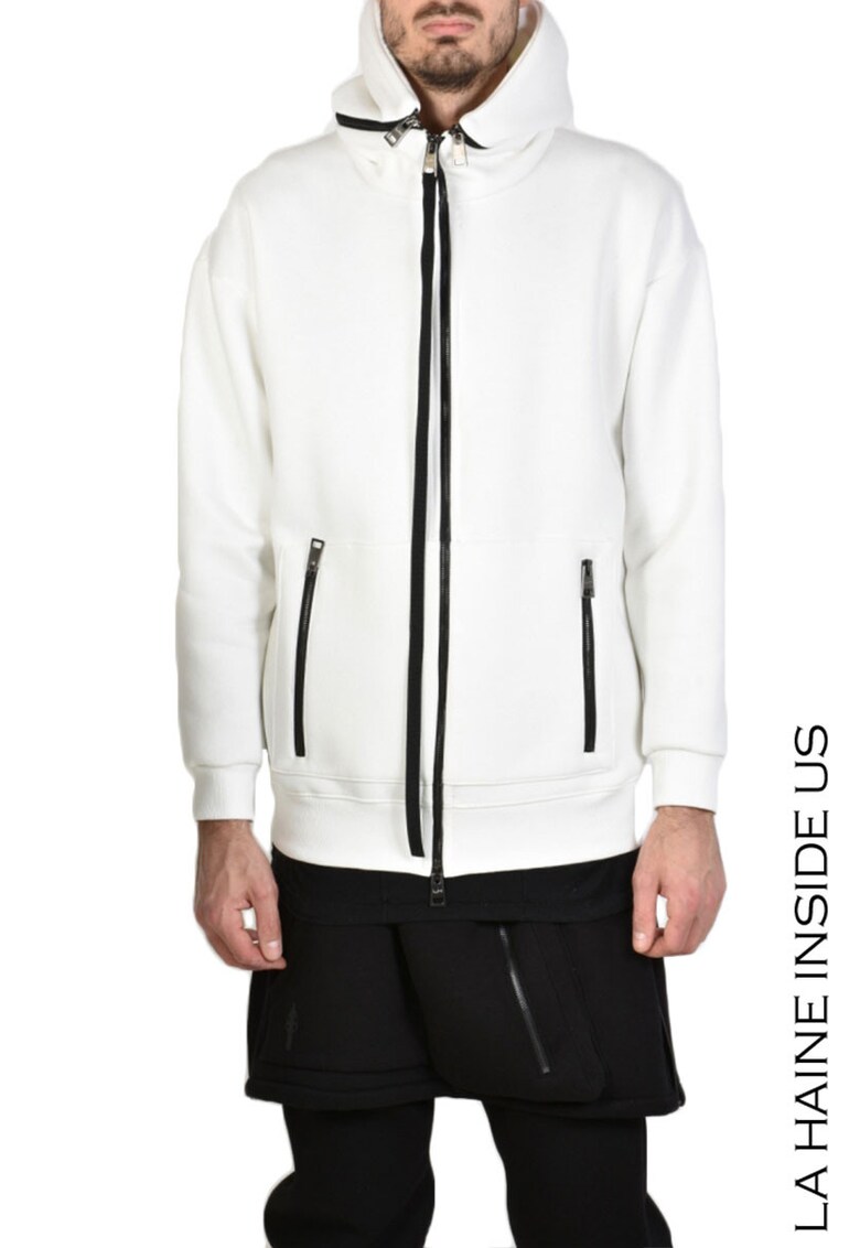 Hanorac cu gluga detasabila si fermoar dublu