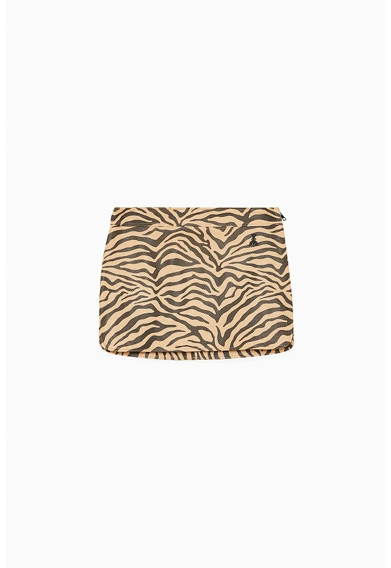 Fusta mini din piele ecologica - cu animal-print
