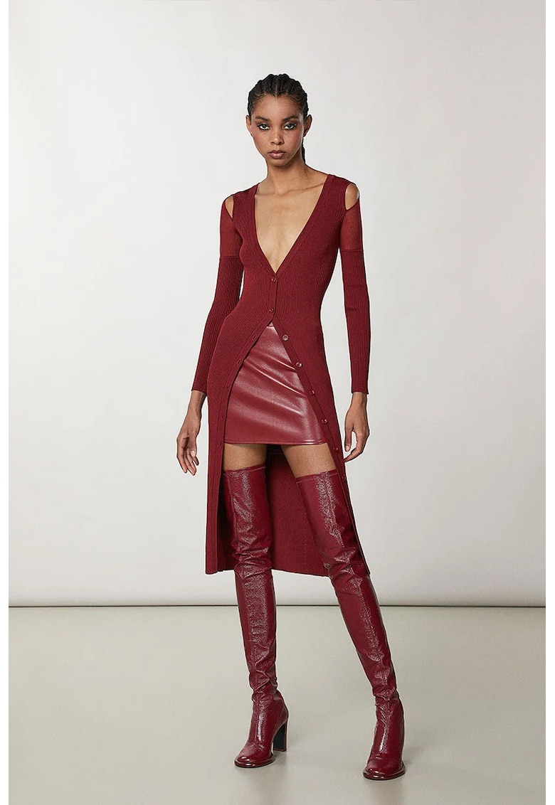 Fusta mini din piele ecologica cu fanta laterala