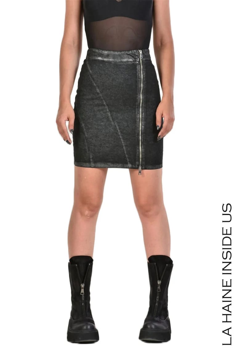 Fustă mini image - cu fermoar dublu funcțional lateral