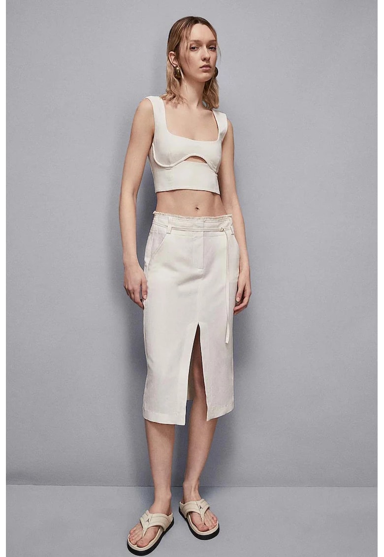 Fusta midi cu snur in talie