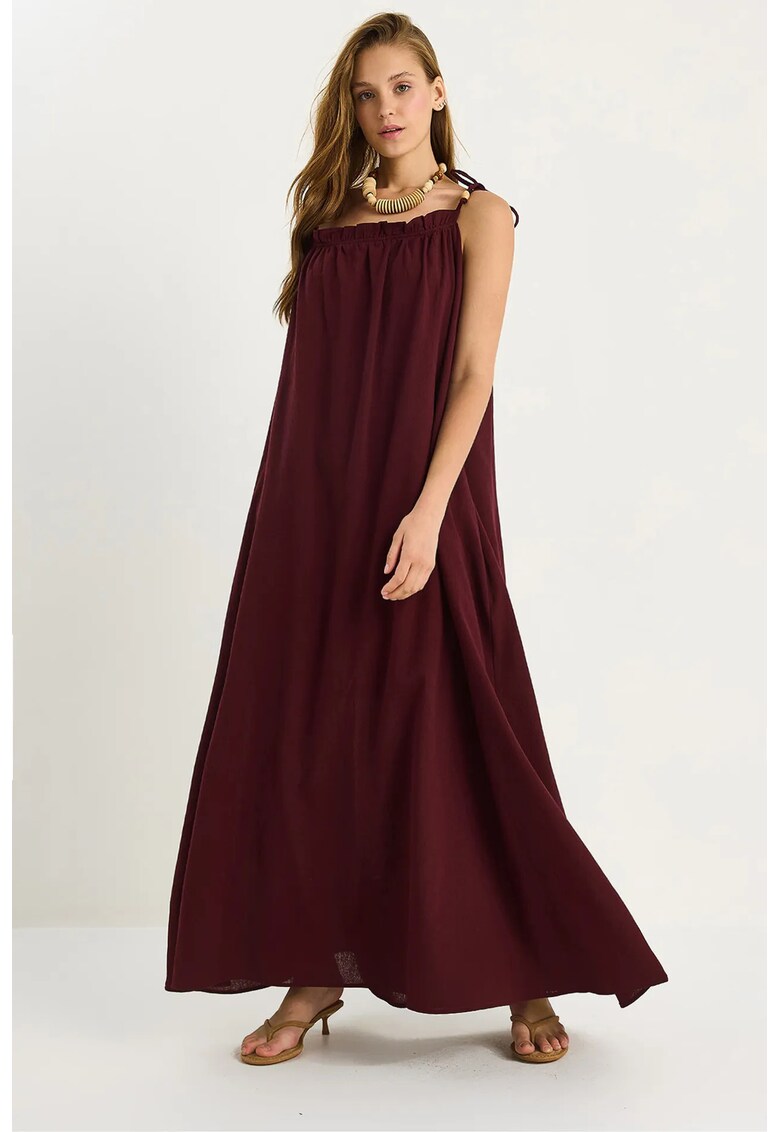 Rochie Maxi patrat - textil - Visiniu