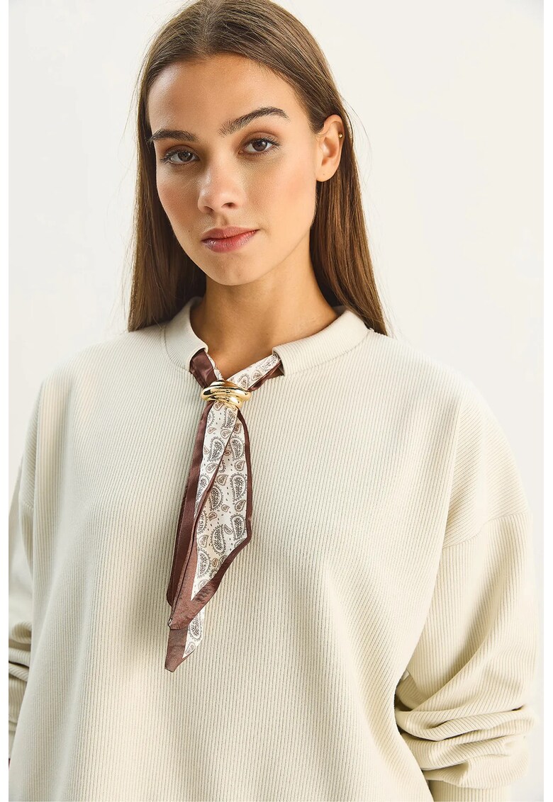 Bluza pentru dama guler rotund - textil - bej
