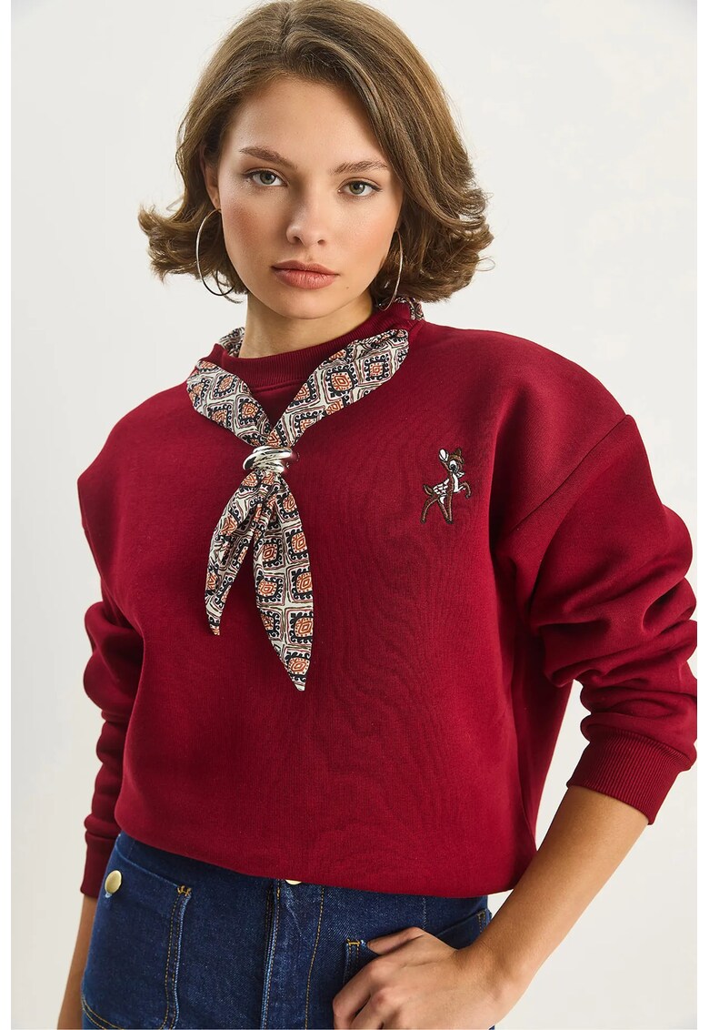 Bluza pentru dama HiCCUP - cu guler rotund - textil - rosu