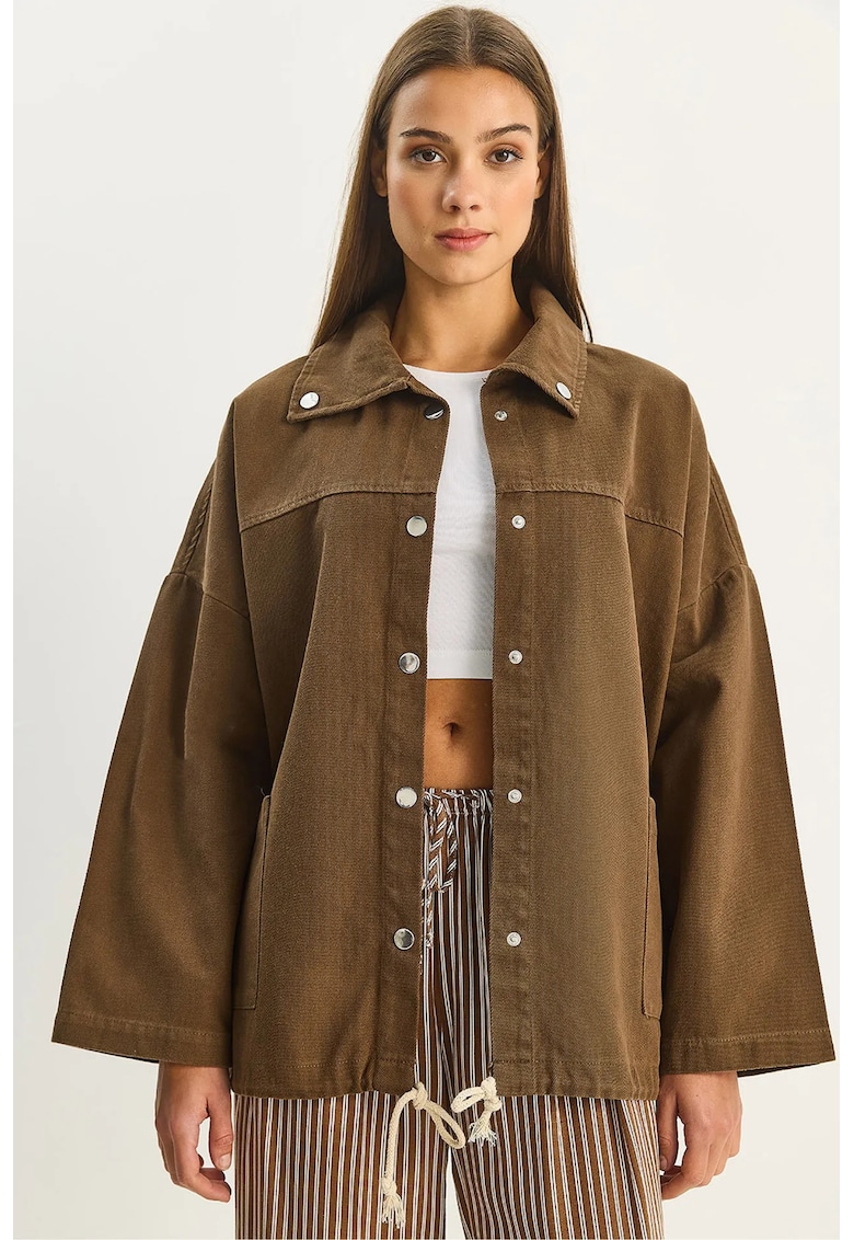 Geaca dama - Bianco Lucci - din denim supradimensionata - maro -