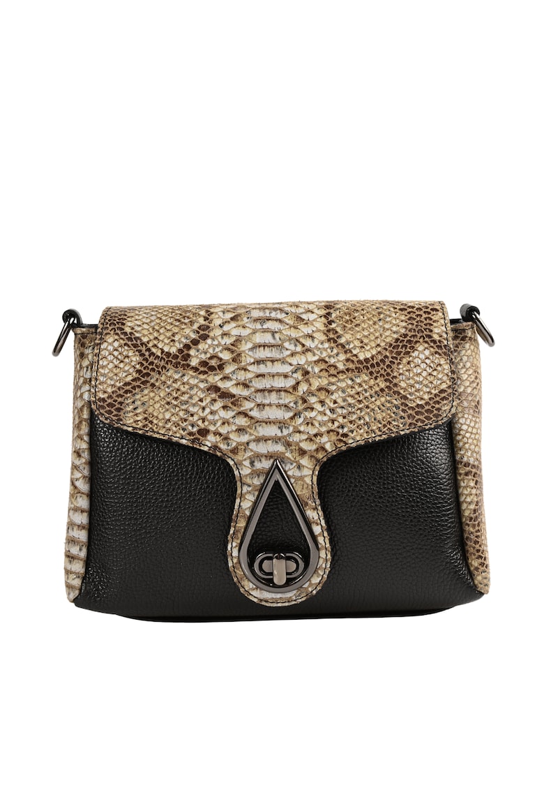Geanta din piele naturala cu model piele de reptila