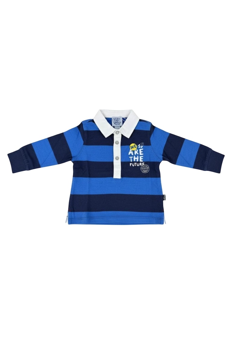 Bluza din bumbac cu model in dungi si guler polo