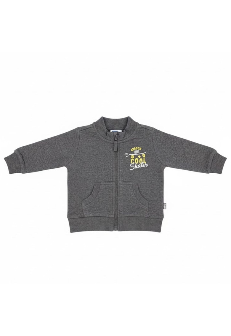 Bluza de trening cu buzunare oblice si fermoar