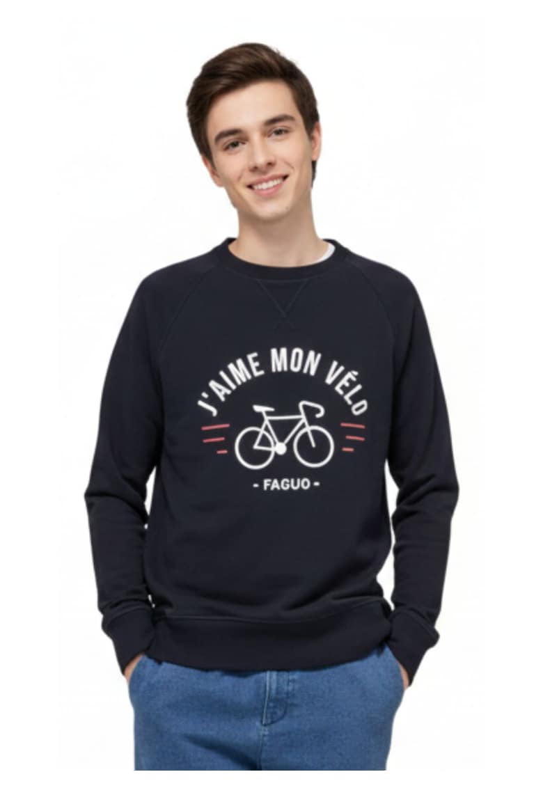 Bluza de trening cu imprimeu si maneci raglan -