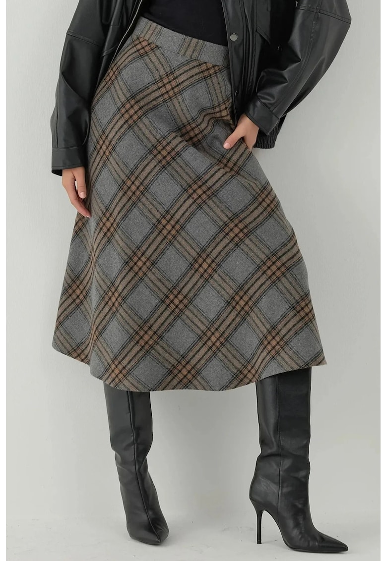 Fuste - Fusta Maxi A - Gri - Textil