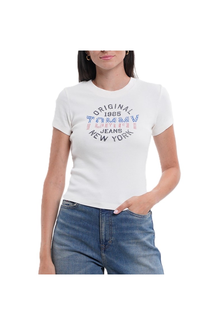 Tricou TJW SLIM SH TOMMY NY RIB TEE-DW0DW21421-YBH