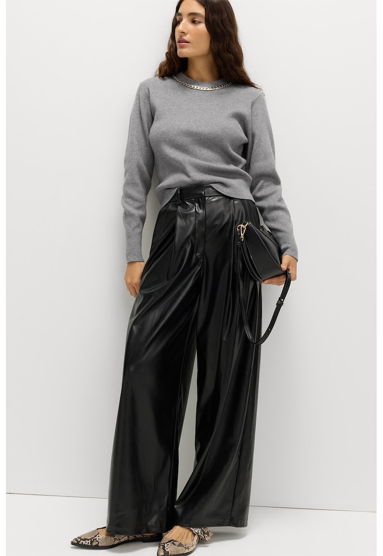 Pulover slim-fit cu detaliu din lant - Gri deschis melange