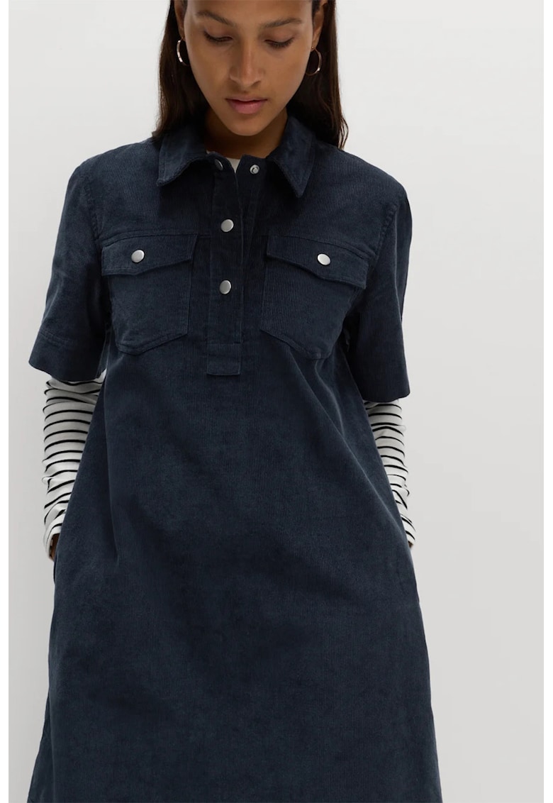 Rochie scurta din reiat cu buzunare