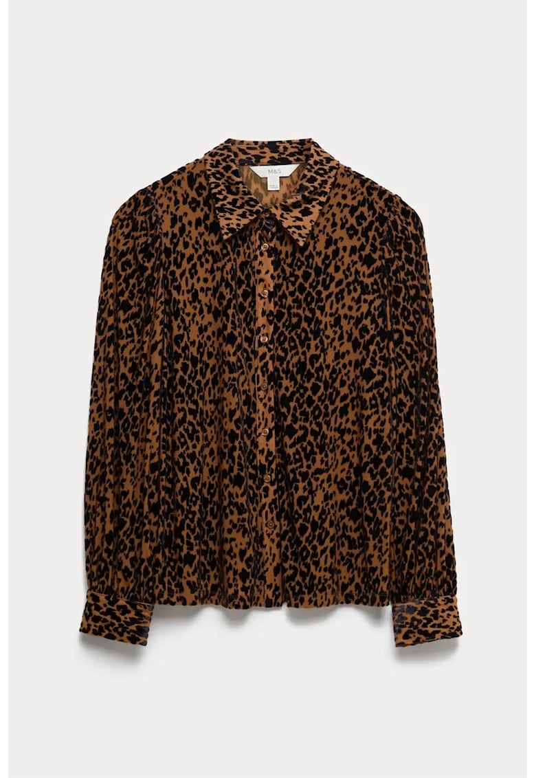 Camasa cu animal print - Negru/Maro