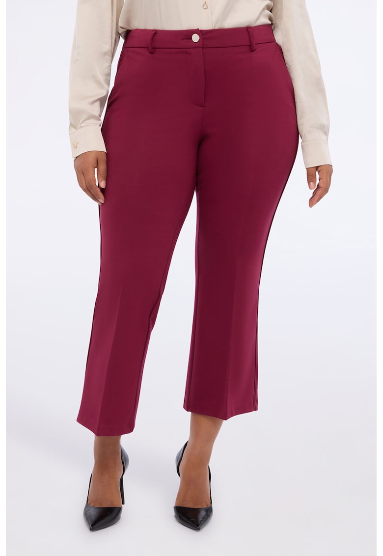 Pantaloni crop cu buzunare laterale - Rosu stins