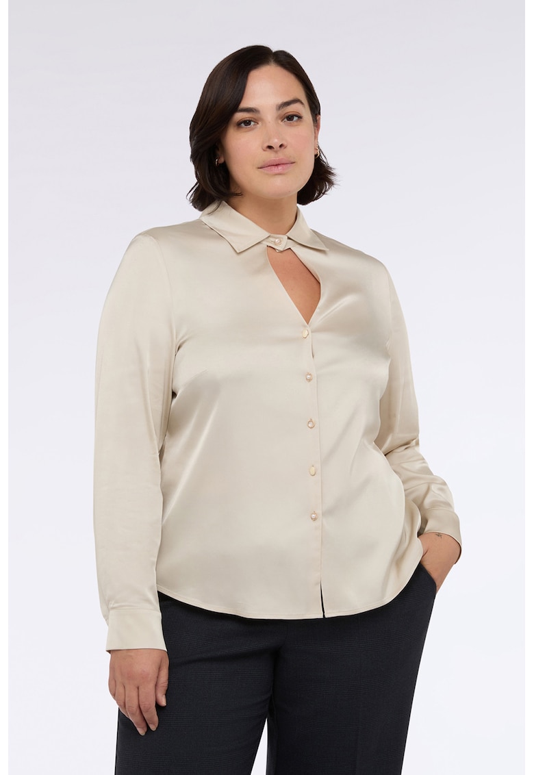 Camasa cu aspect de satin - nasturi tip bijuterie si decupaj