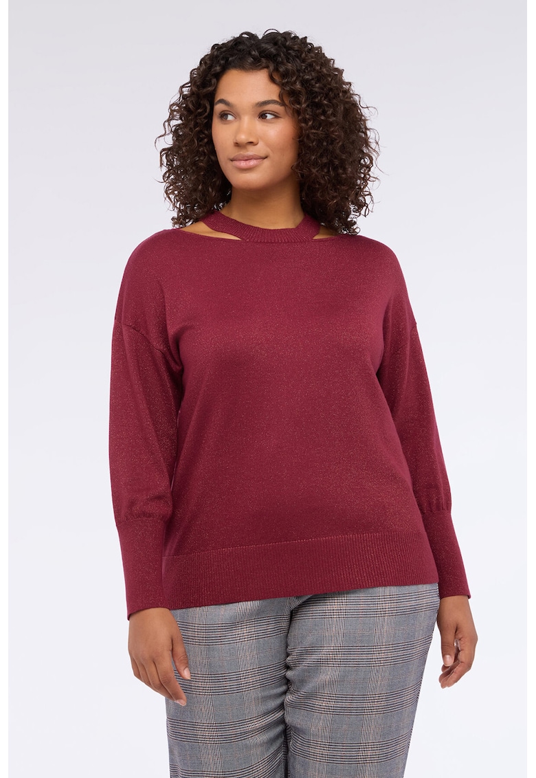 Pulover cu insertii de lurex si decupaje