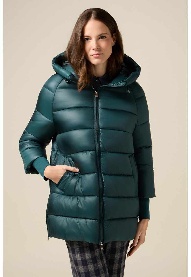 Geaca uni cu fermoar - Verde inchis